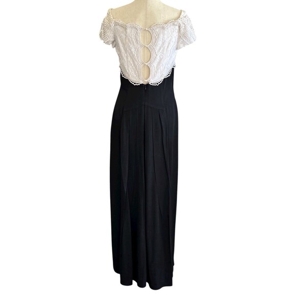 Jessica McClintock Vintage 80s Maxi Dress 12 Lace Black White Pencil Elegant USA - Picture 4 of 15